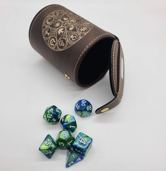 Dragonskin Rolling Cup - Dice MTG Rune - Rustic Brown