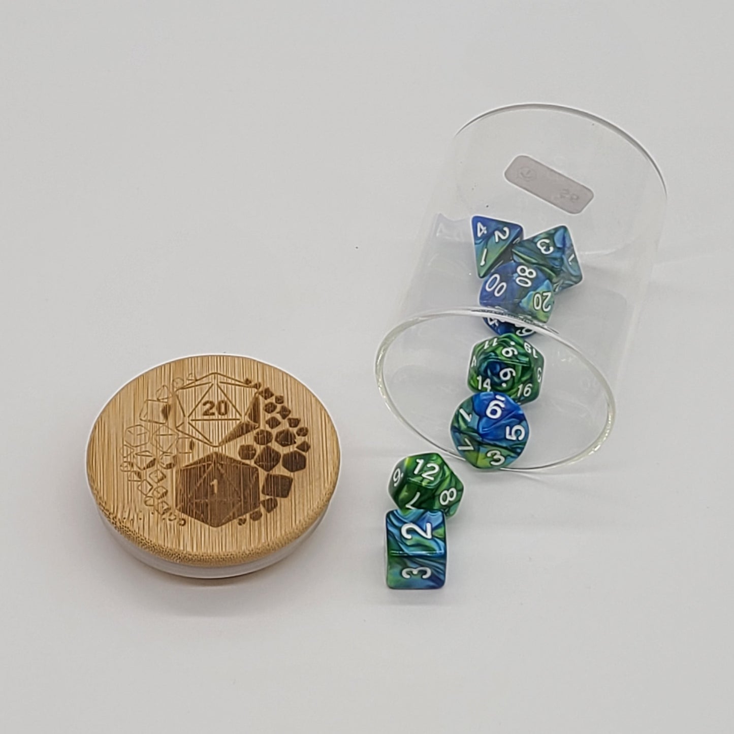 Glass Jar w/ Bamboo Lid - D20 Rune