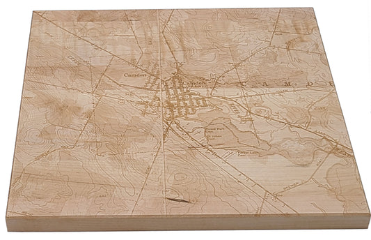 Camden NY Topographical Map Solid Maple Plaque