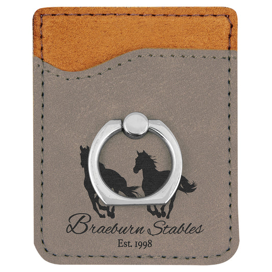 Leatherette Phone Wallet with Silver Ring