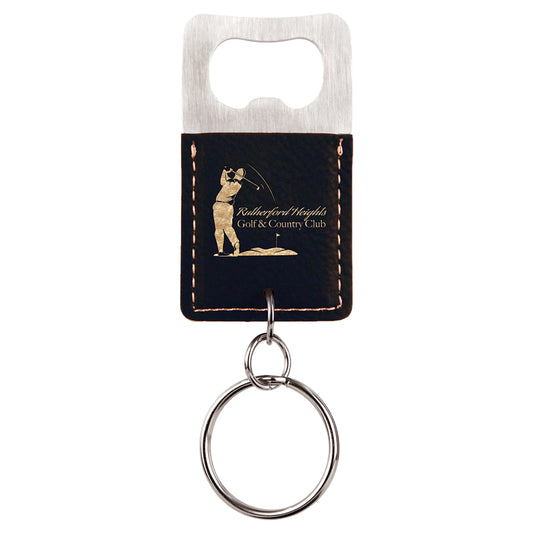 Rectangle Leatherette Bottle Opener Keychain
