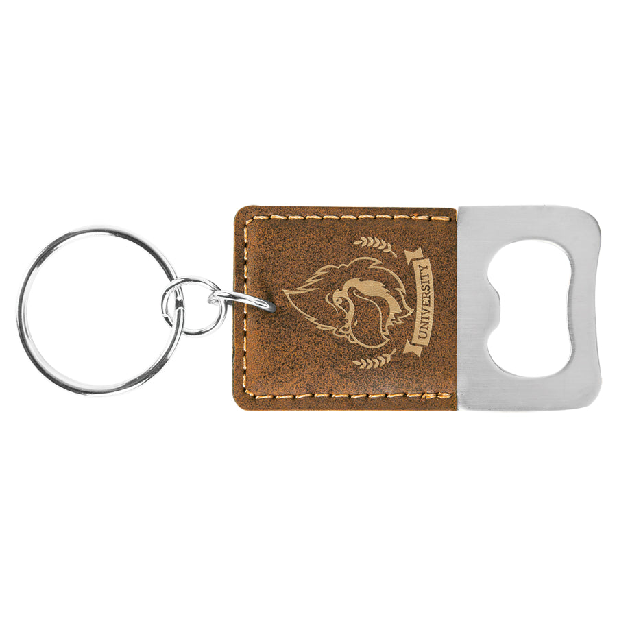 Rectangle Leatherette Bottle Opener Keychain