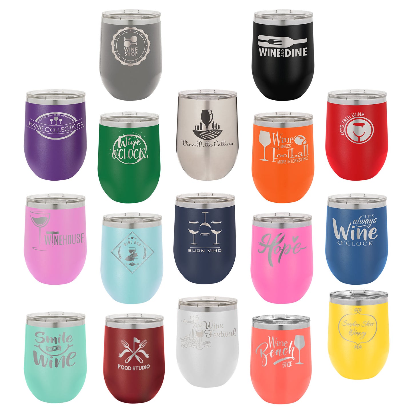 Polar Camel 12 oz. Stemless Wine Tumbler w/Clear Lid