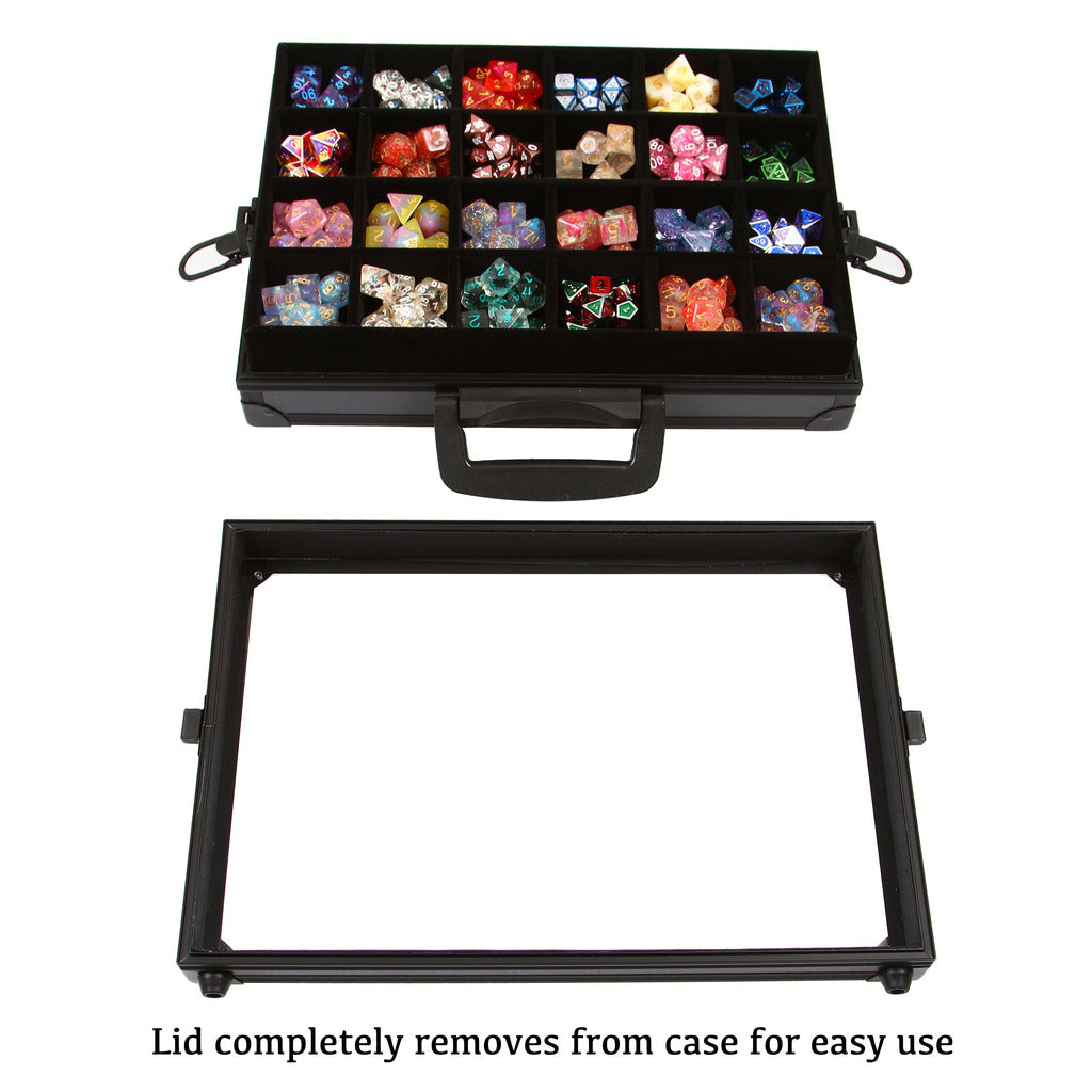 Forged Dice Display Case and Rolling Tray with 2 Removable Divided Dice Trays