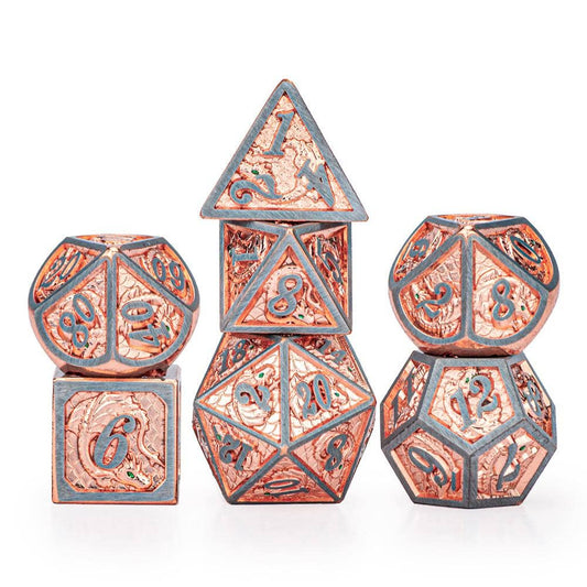 Brushed Rose Gold Dragon Dice Solid Metal