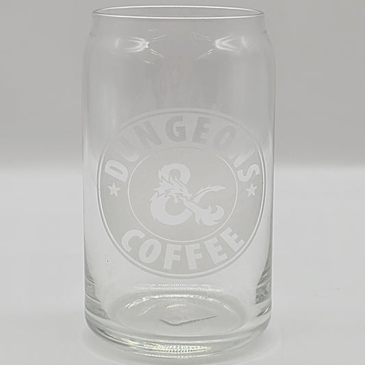 16 oz Can Glass - Dungeons & Coffee