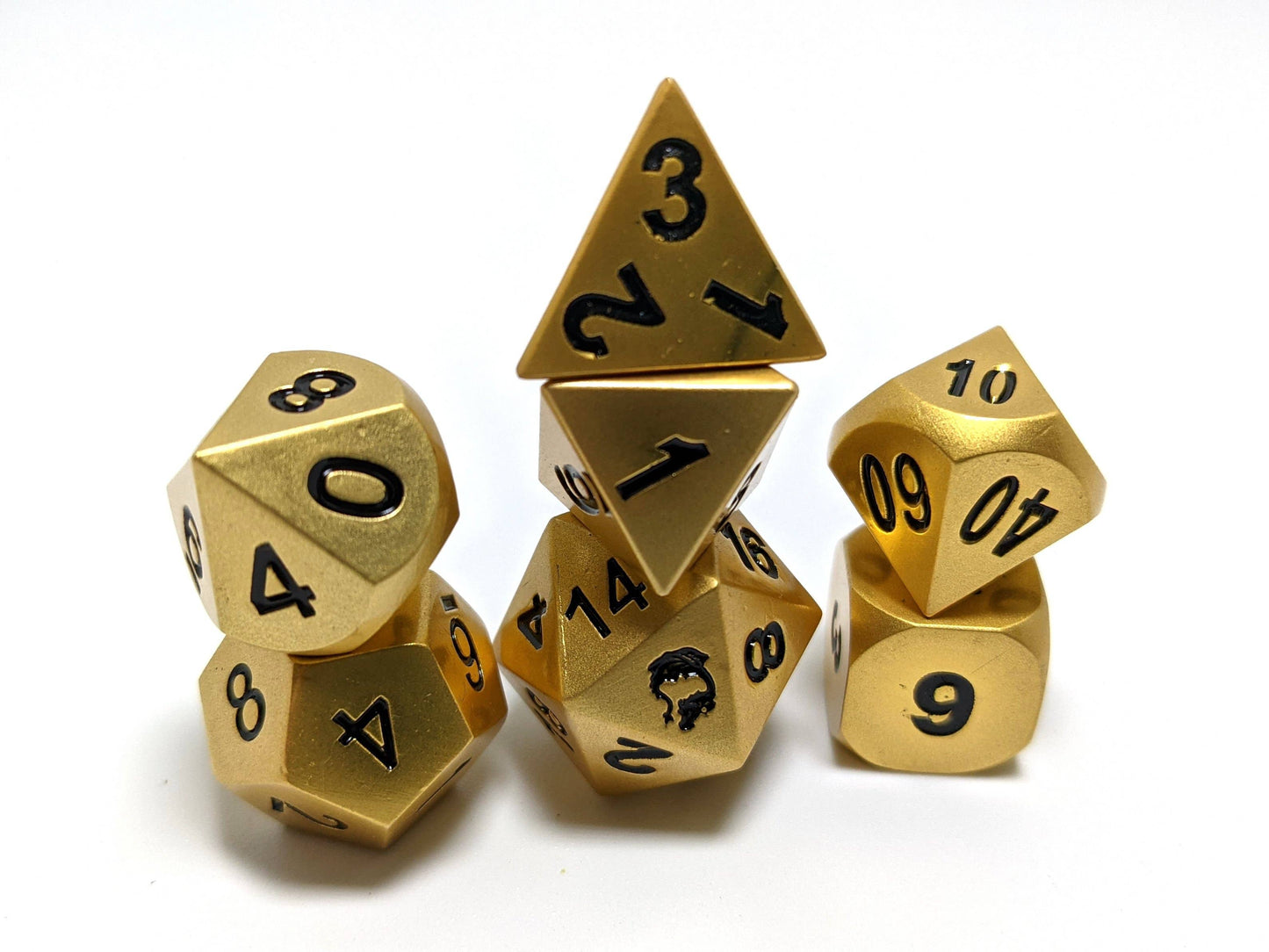 Matte Gold Dice with Black Numbers