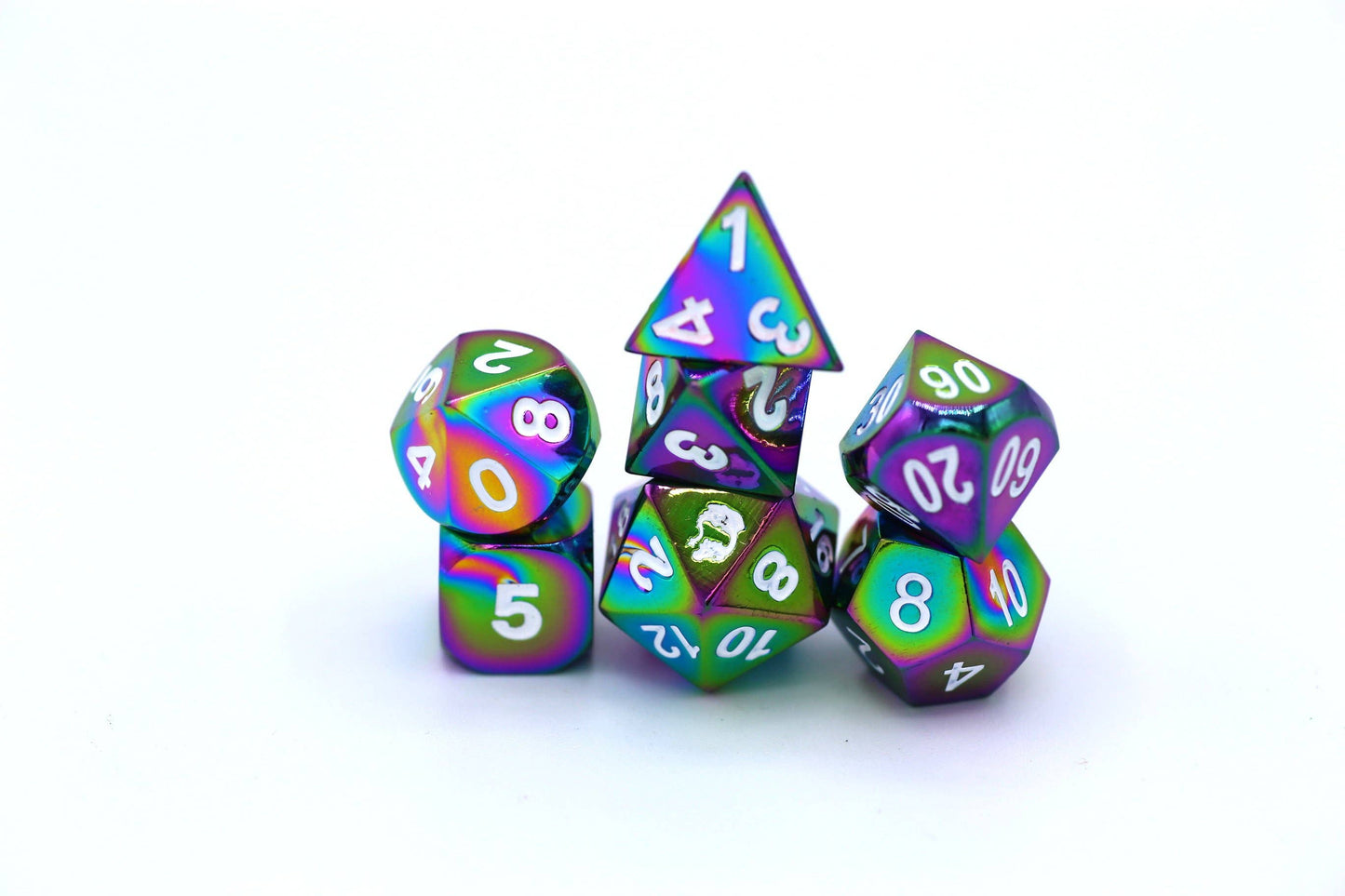 Prism Rainbow Dice with White Numbering