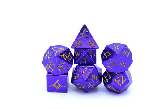 Purple Chrome with Gold Barbarian Dice Set